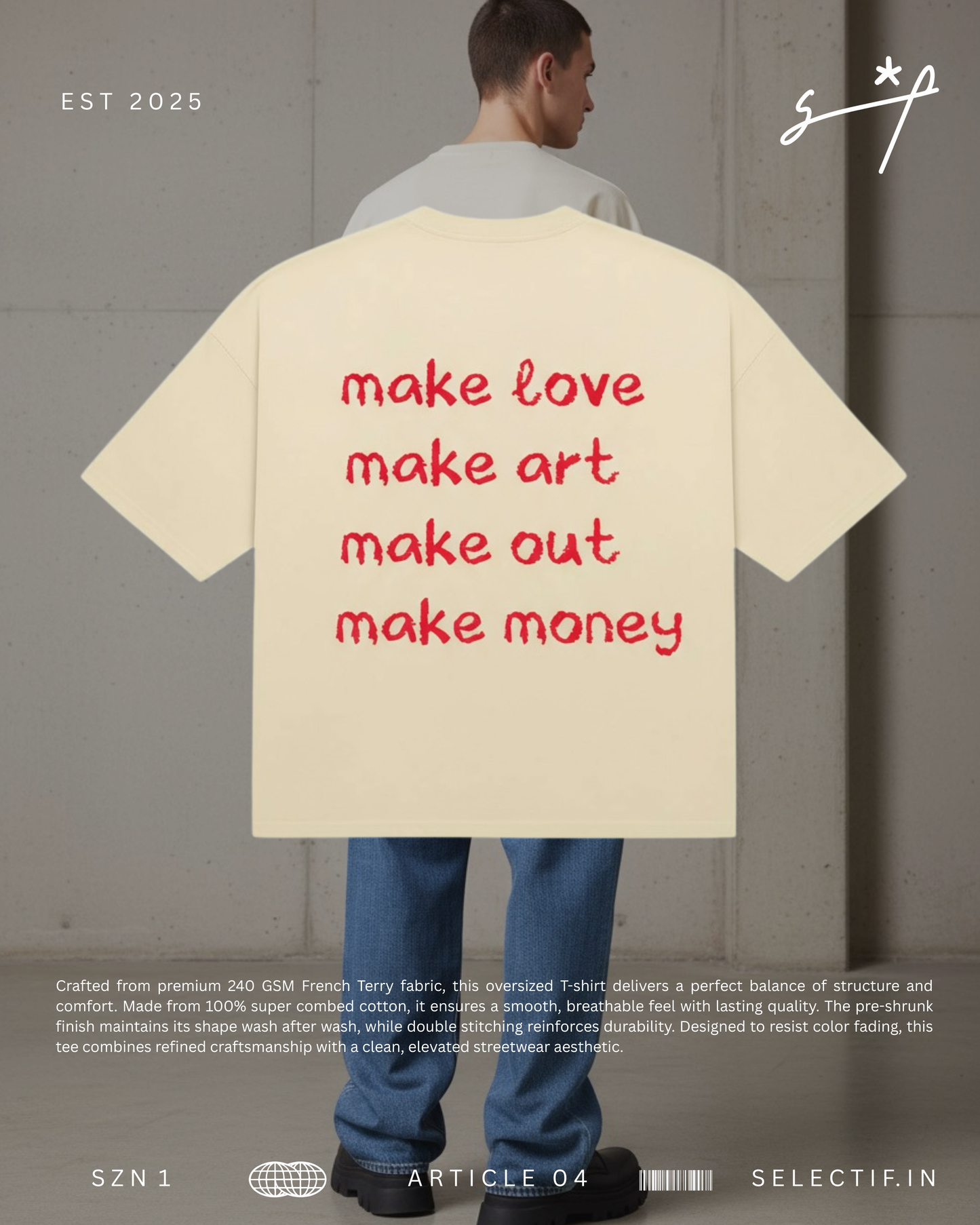 4M THEORY FRENCH TERRY OVERSIZED TEE.