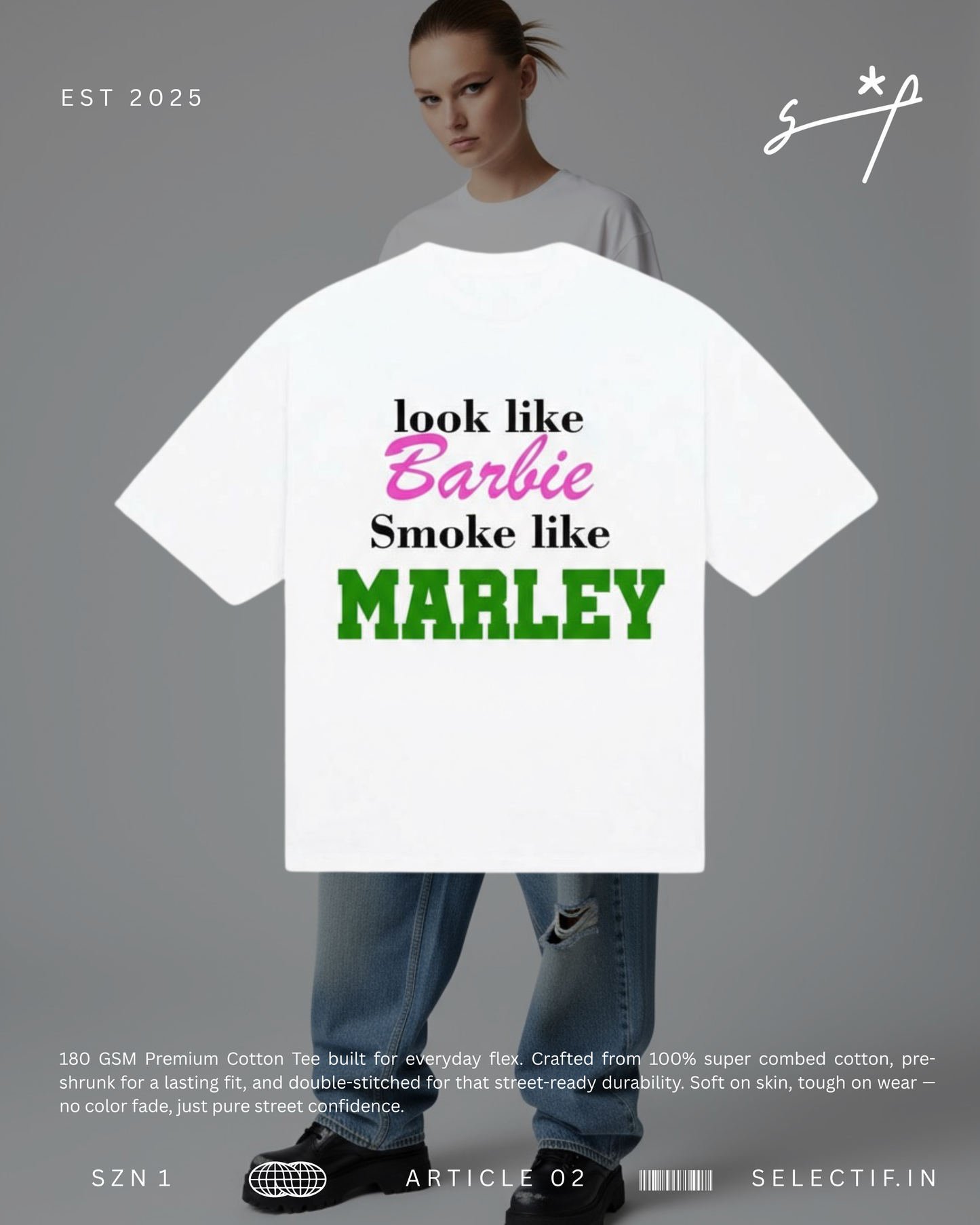 BAD BARBIE CLUB OVERSIZED TEE.