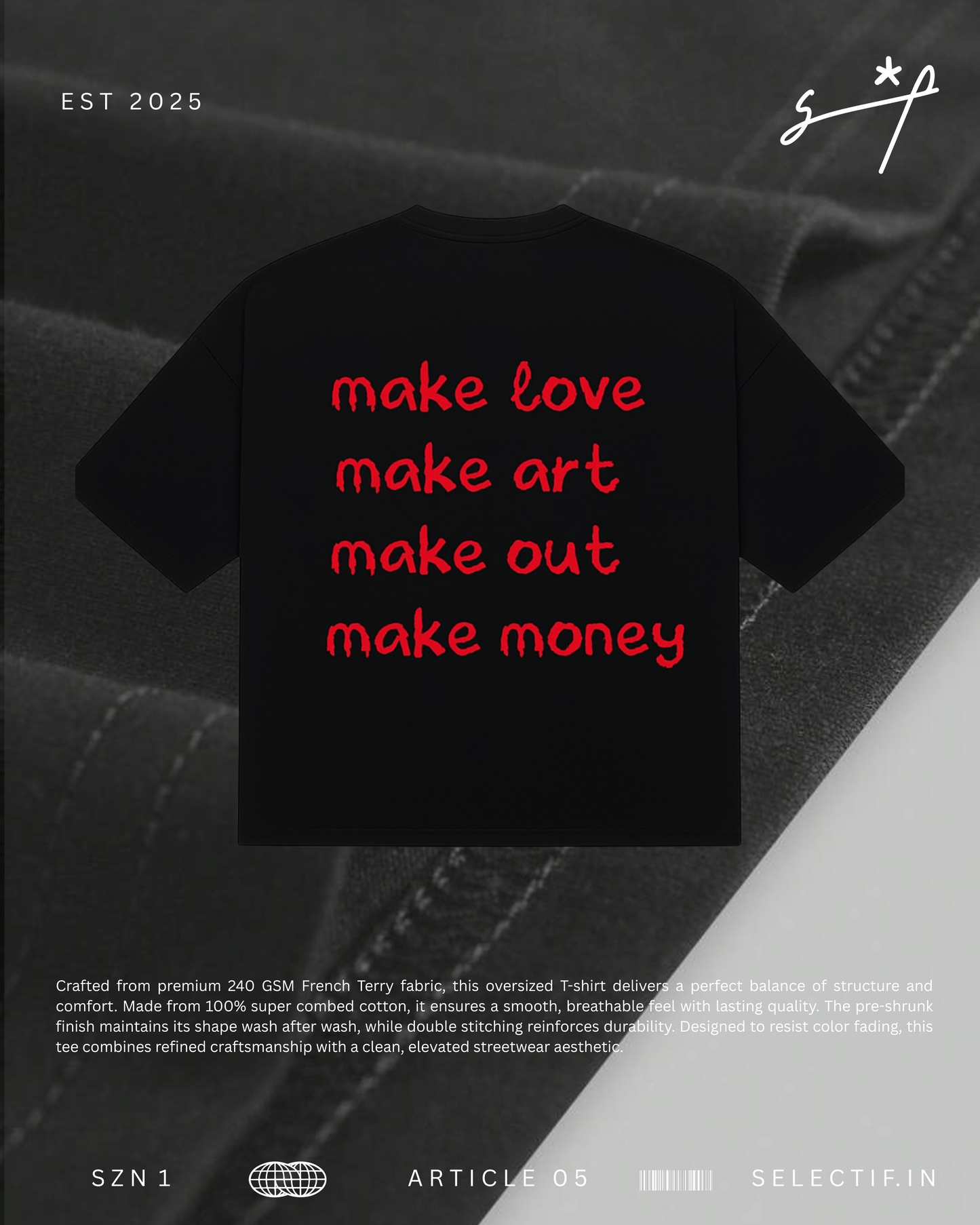 4M THEORY FRENCH TERRY OVERSIZED TEE.